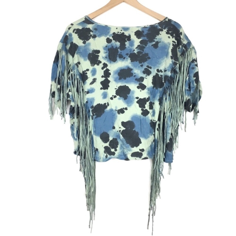 ANGIE Top Fringe Boho Festival Tie Dye Crop Oversized Hippie Beach Size Small - Picture 2 of 6